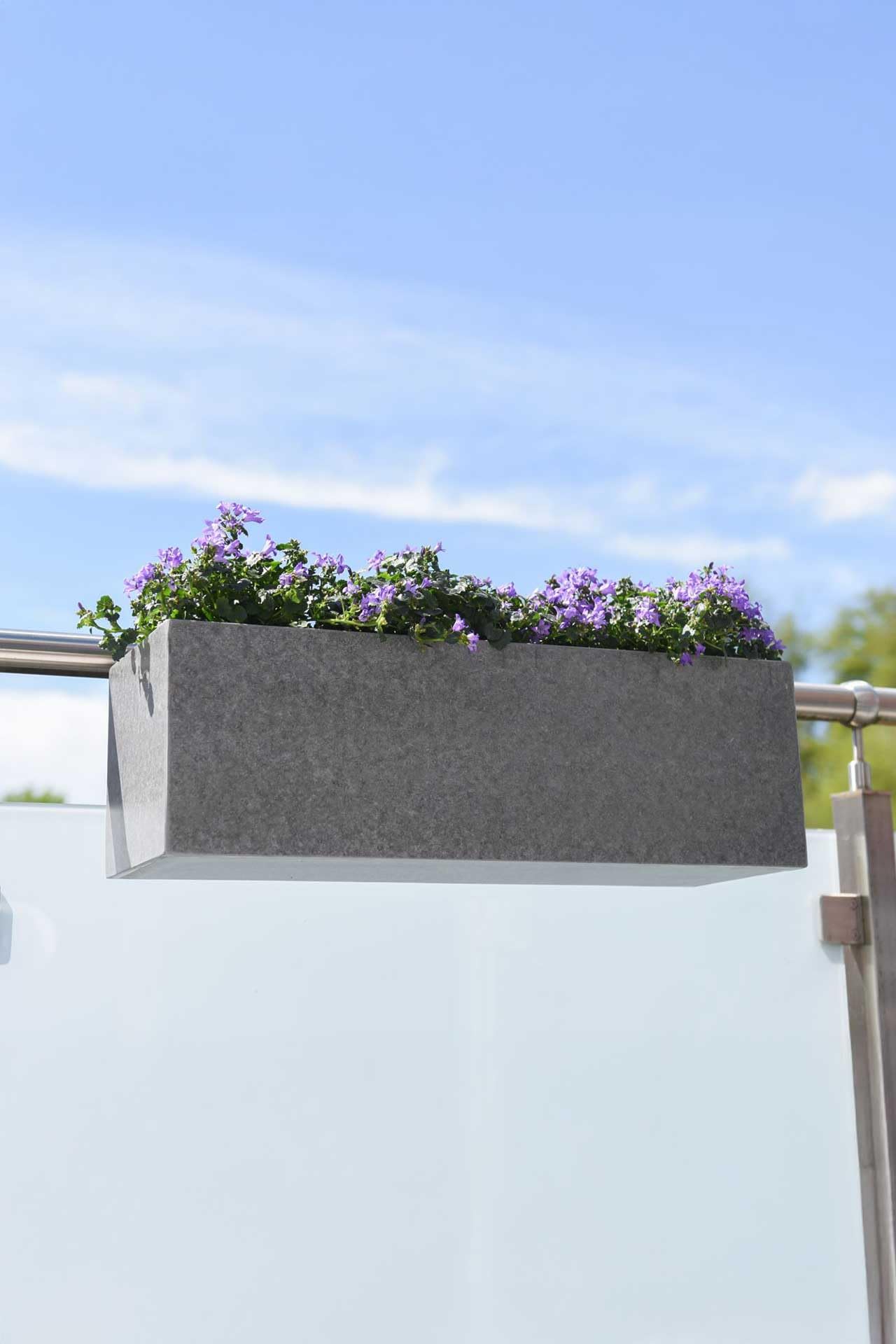 VIVANNO Jardinière de Balcon à Suspendre Fibrociment Milano Benno Gris 22 x 62 x 21,5 cm