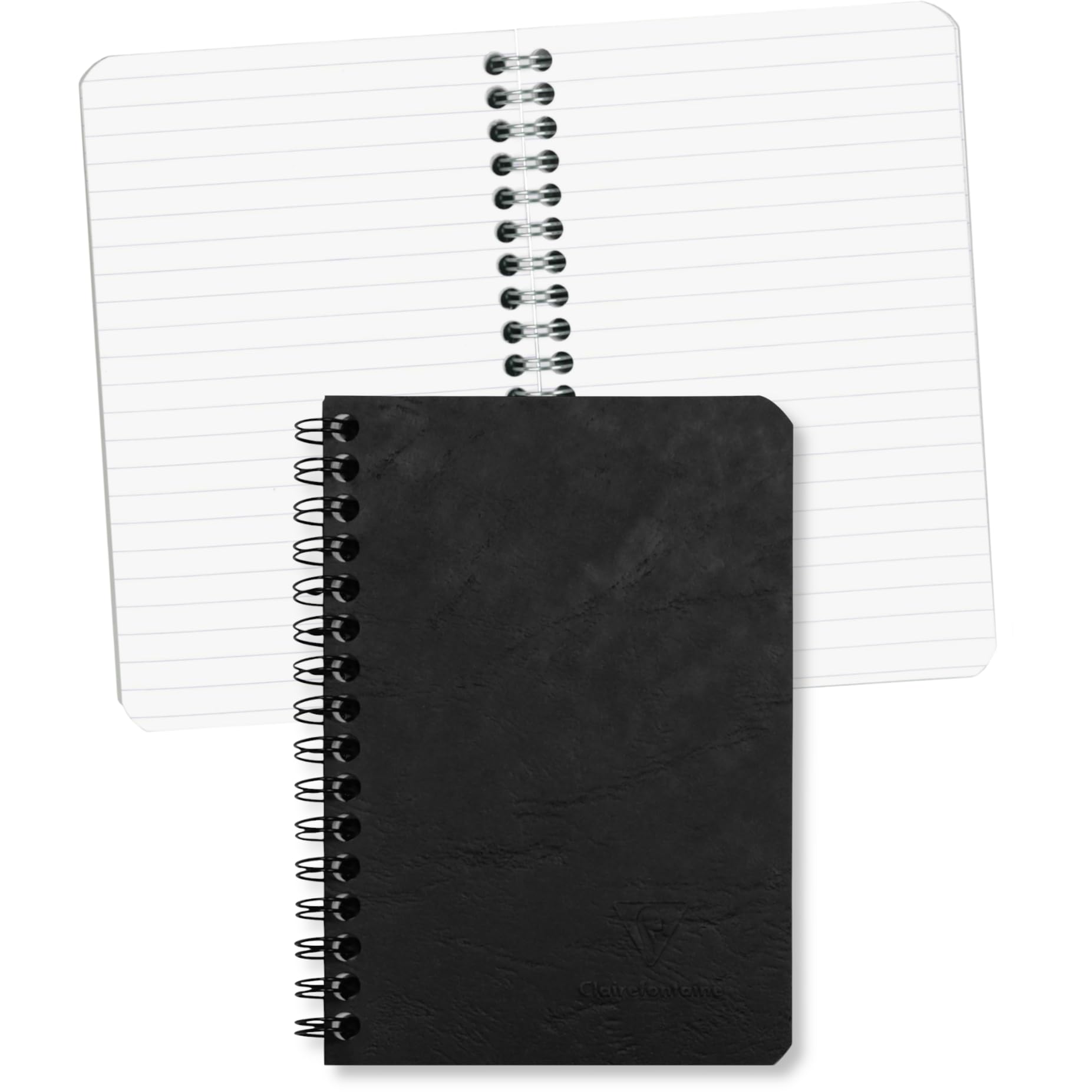 Clairefontaine 785961C Collection Age Bag - Black Spiral Notebook - Dimensions: 9x14 cm - 100 Lined Pages - White Paper 90 g - Glossy Card Cover Leather Grain