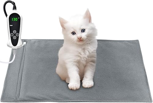 RIOGOO Almohadilla térmica para mascotas, almohadilla térmica eléctrica mejorada para perros y gatos, impermeable para interiores, apagado