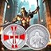 Knights Templar Challenge Coin – Red Cross & Shield Commemorative Coin, Viking Warrior Flipping Coin, Christian Collectible Gift