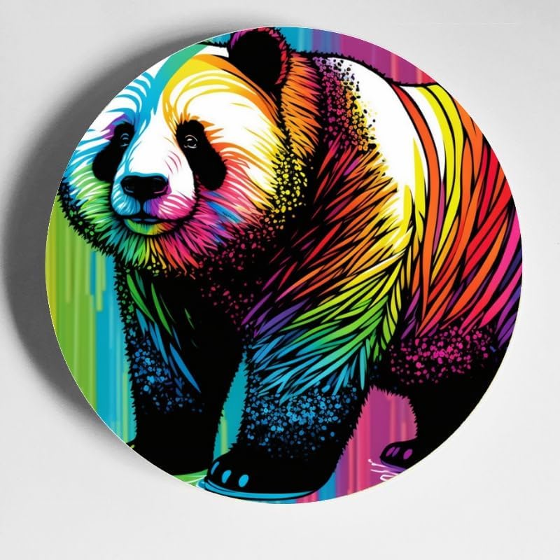 Artwork Panda 10-inch Ceramic Plate for Wall Display or Tabletop, with Stand & Hook DP-832736898
