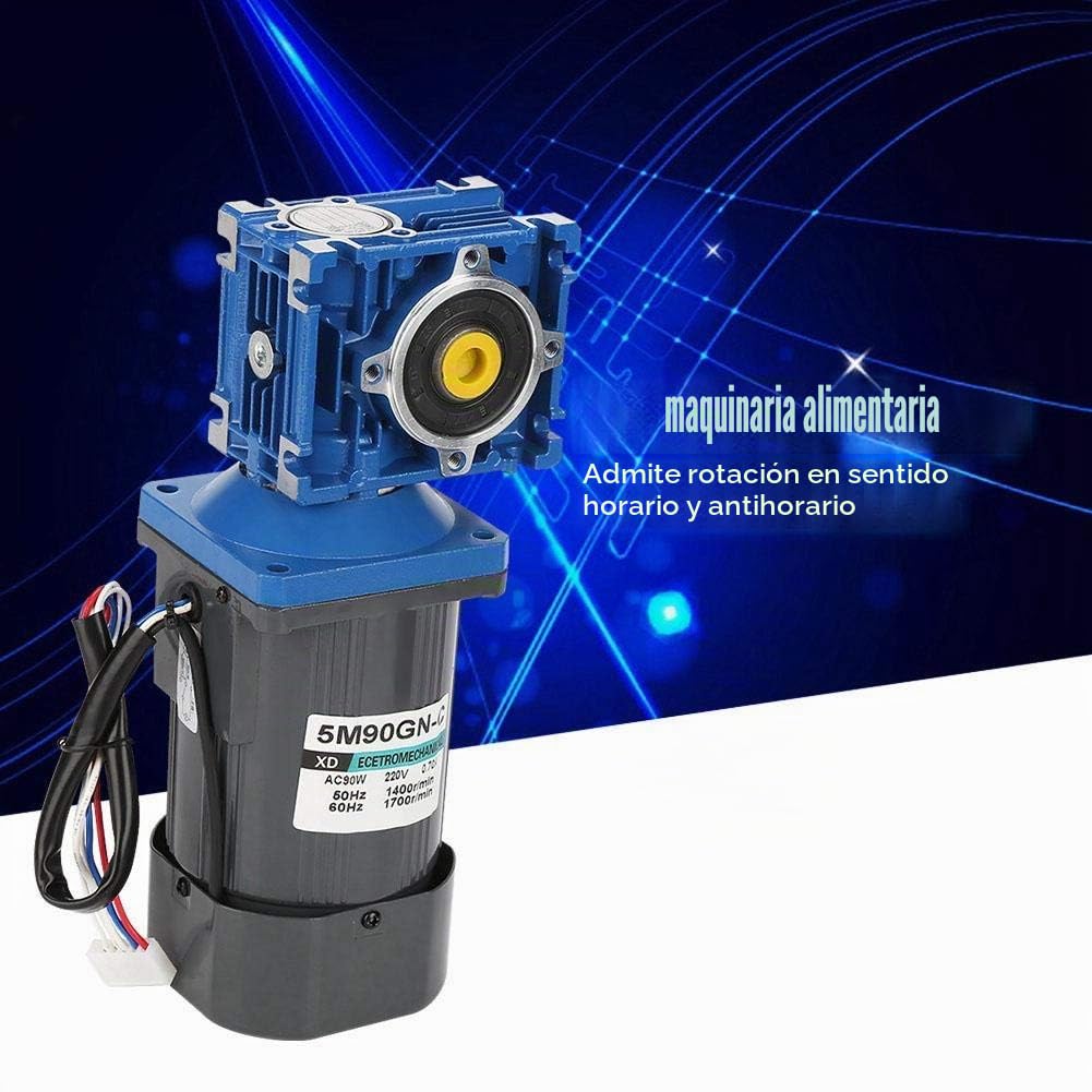 Motor CA 220V, 90W 1400RPM Motor de reducción de velocidad 8 polos CW/CCW Motor 5M90GN-C RV30 tornillo sin fin con regulador de velocidad(60K)
