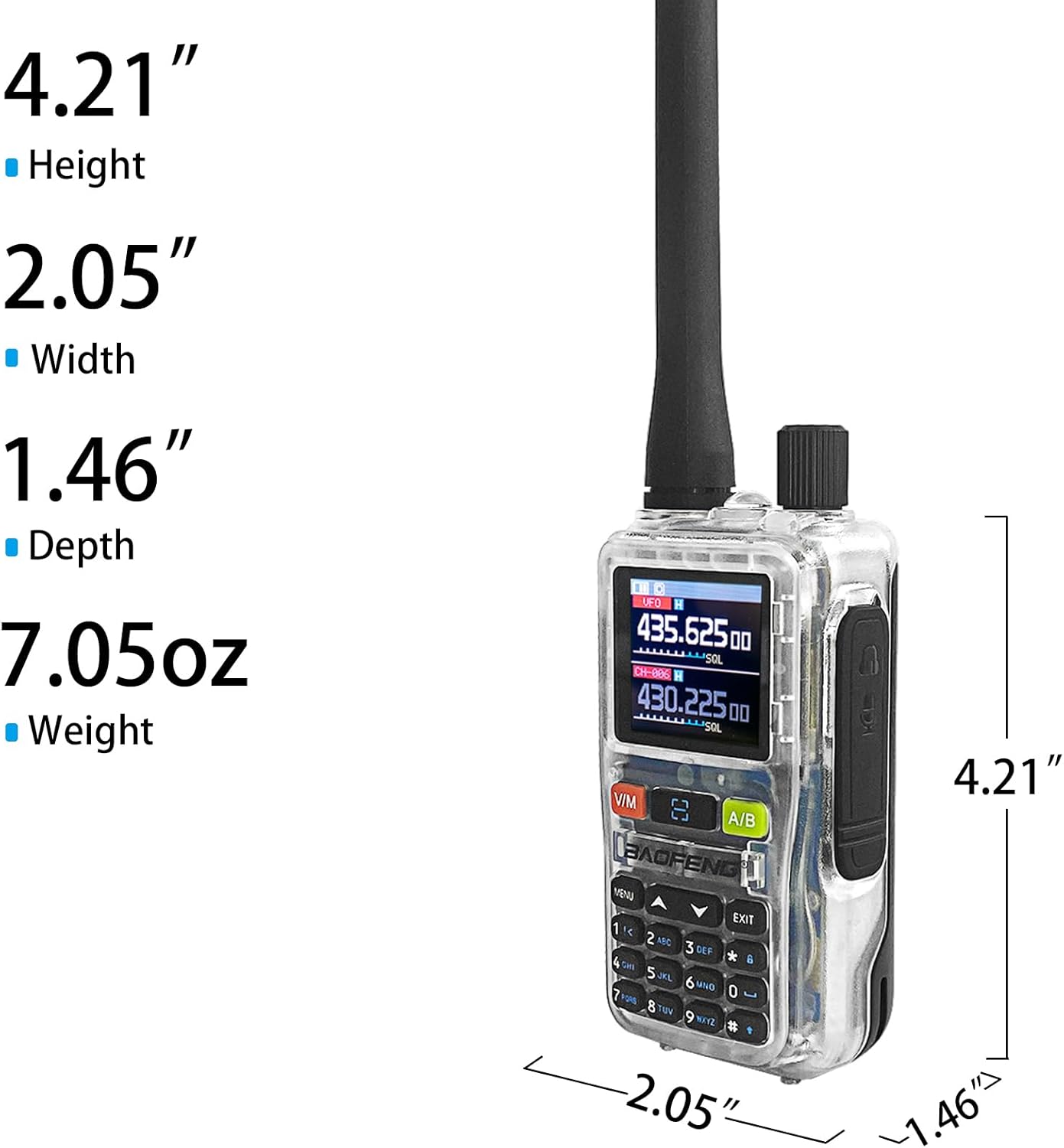 BAOFENG UV-5R Mini Radio showing two-speed power settings