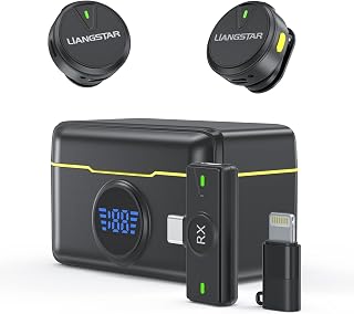 LIANGSTAR Wireless Lavalier Microphone for iPhone/Android, Mini Microphone with Charging Case Noise Canceling, 40H Battery Life, Lapel Mic with Mute Button for Video Recording, Interview, Vlog, TikTok