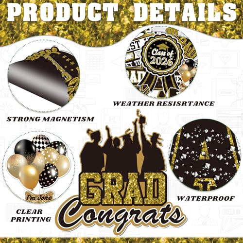 Imanes decorativos graduación 2026 25 piezas negro miniatura 3