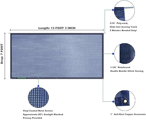 Miniatura 360 de Tentproinc Pantalla parasol para toldo, 8 pies x 13 pies 3 pulgadas (apta para toldo de 14 pies), protector solar de malla para autocaravana, cámper