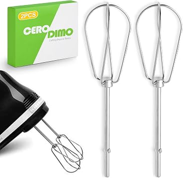 2 Pcs Stainless Steel Hand Mixer Beaters Replacement Attachments for Most Hand Mixers Durable Whisks for Baking Mixing Eggs Cream and Dough