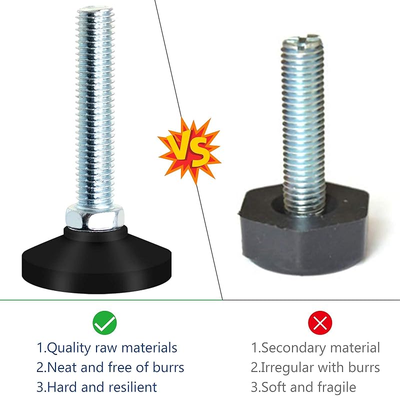 JJQHYC M10 x 50 mm Állítható Bútorláb Csavar - Fekete Szintező Láb Bútorokhoz, Asztalokhoz, Szekrényekhez