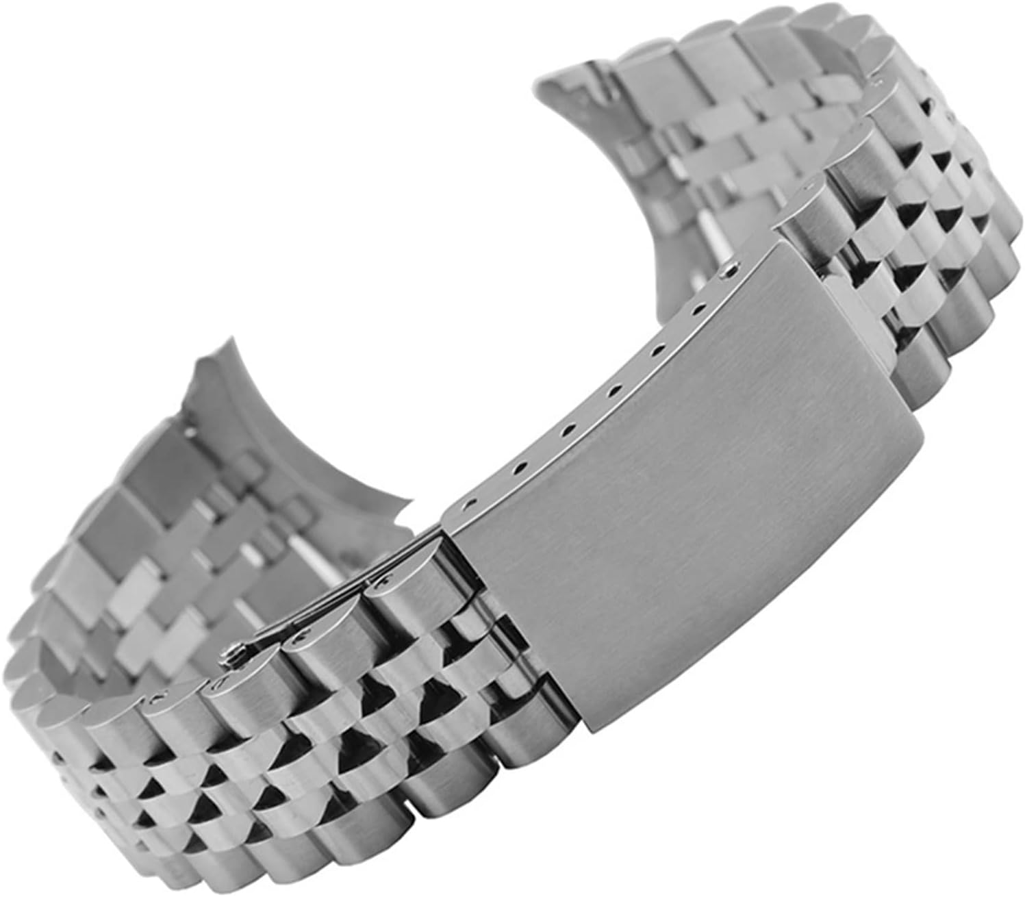 SDFFGHJ Stainless Steel Curved End Watch Band 13 17 18 19 20 21 22mm 5beads Solid Metal Watch Strap Wrist Bracelet Turtle Buckle W Tool