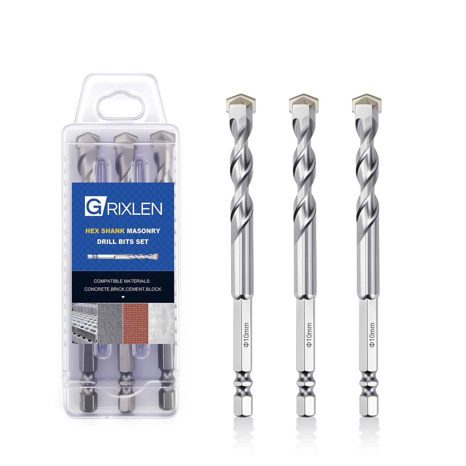 GRIXLEN Masonry Drill Bits - 3 Pack 4mm -20 GRIXLEN Masonry Drill Bits - 3 Pack 4mm -20