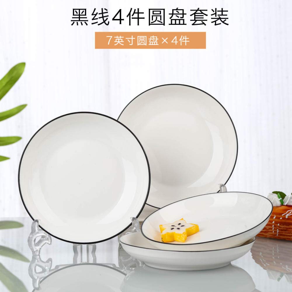 Japoński styl 6-częściowy zestaw głębokich talerzy ceramicznych – nordycka minimalistyczna zastawa stołowa 19 cm małe świeże naczynia z czarną linią do domowej jadalni