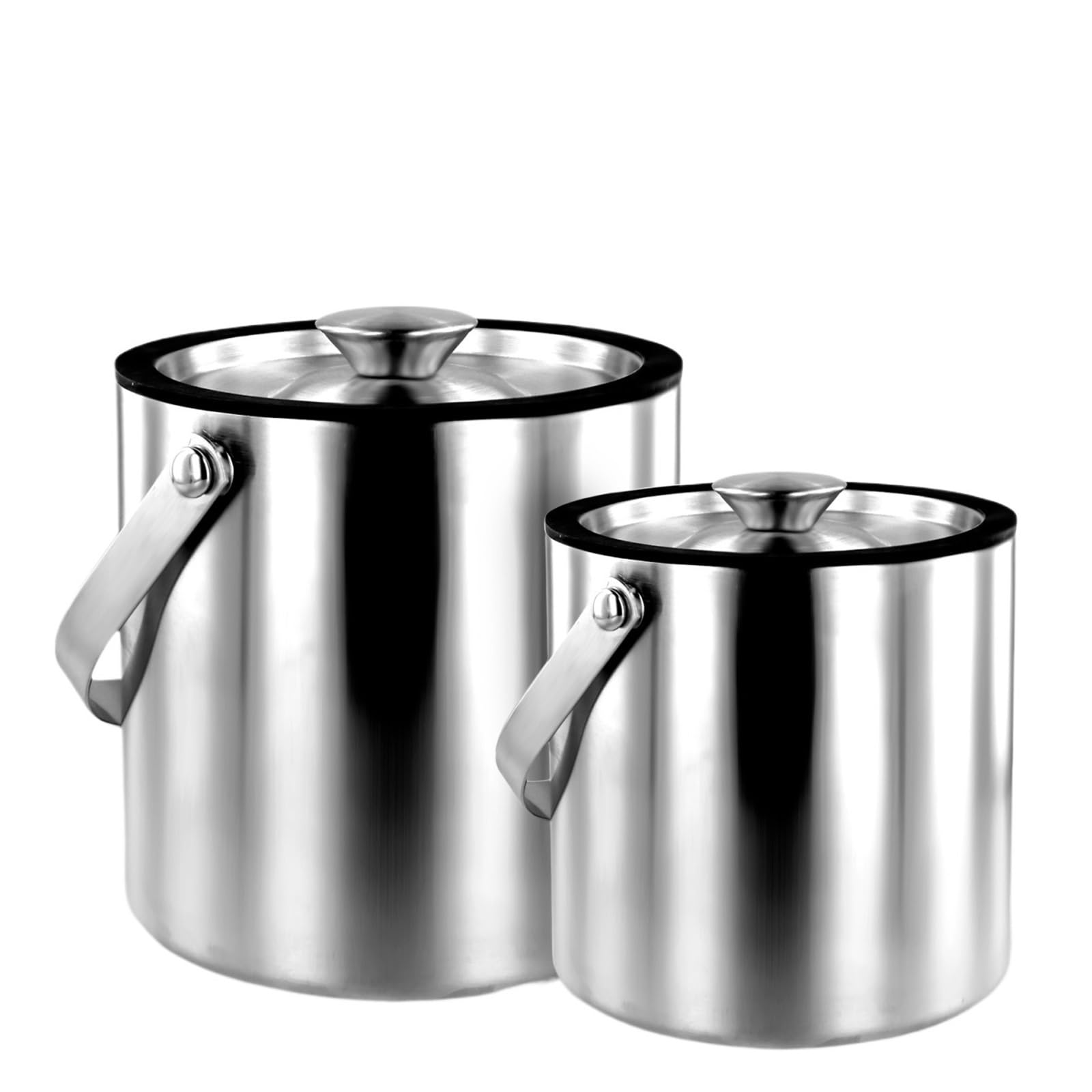 Cubo de Hielo con Tapa, colador y Pinzas, de Acero Inoxidable de Doble Pared, con Aislamiento, de 2,0 l o 3,0 l, Ideal for cócteles. para Bar, Cumpleaños, Fiestas(2.0L Model)