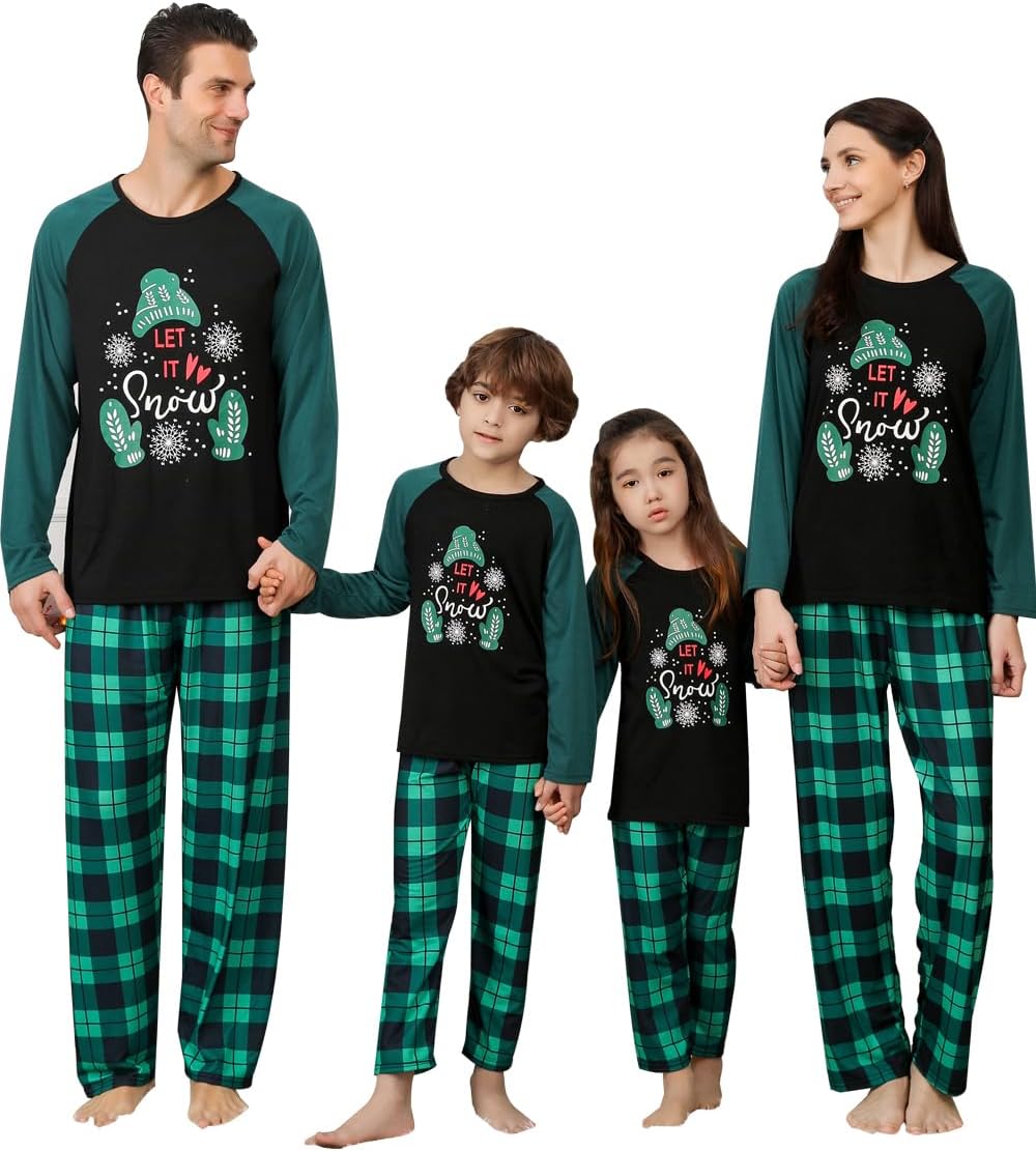 VNVNE Family Christmas Pjs Matching Sets for Women/Men/Couples/Adults, Holiday Xmas Reindeer Elf Plaid Pajamas Sleepwear