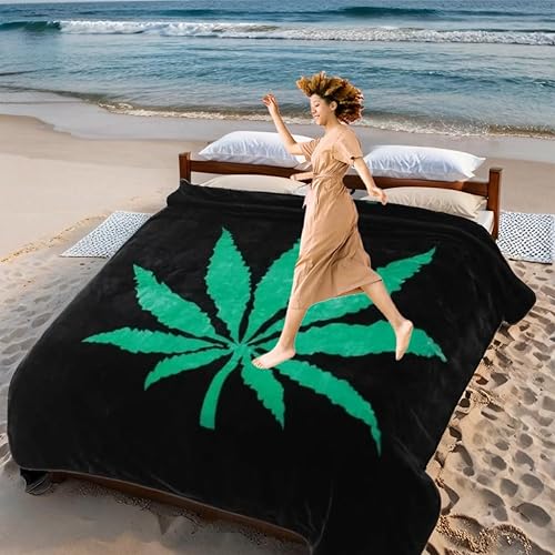 Miniatura 6 de Hiyoko Manta de marihuana tamaño Queen - Decoración de cosas de marihuana, mantas de hojas de marihuana - Cosas para adultos