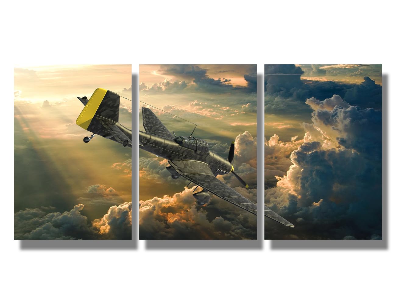 Amazon.com: 3 Panels Wall Art for Living Room Air Combat Posters