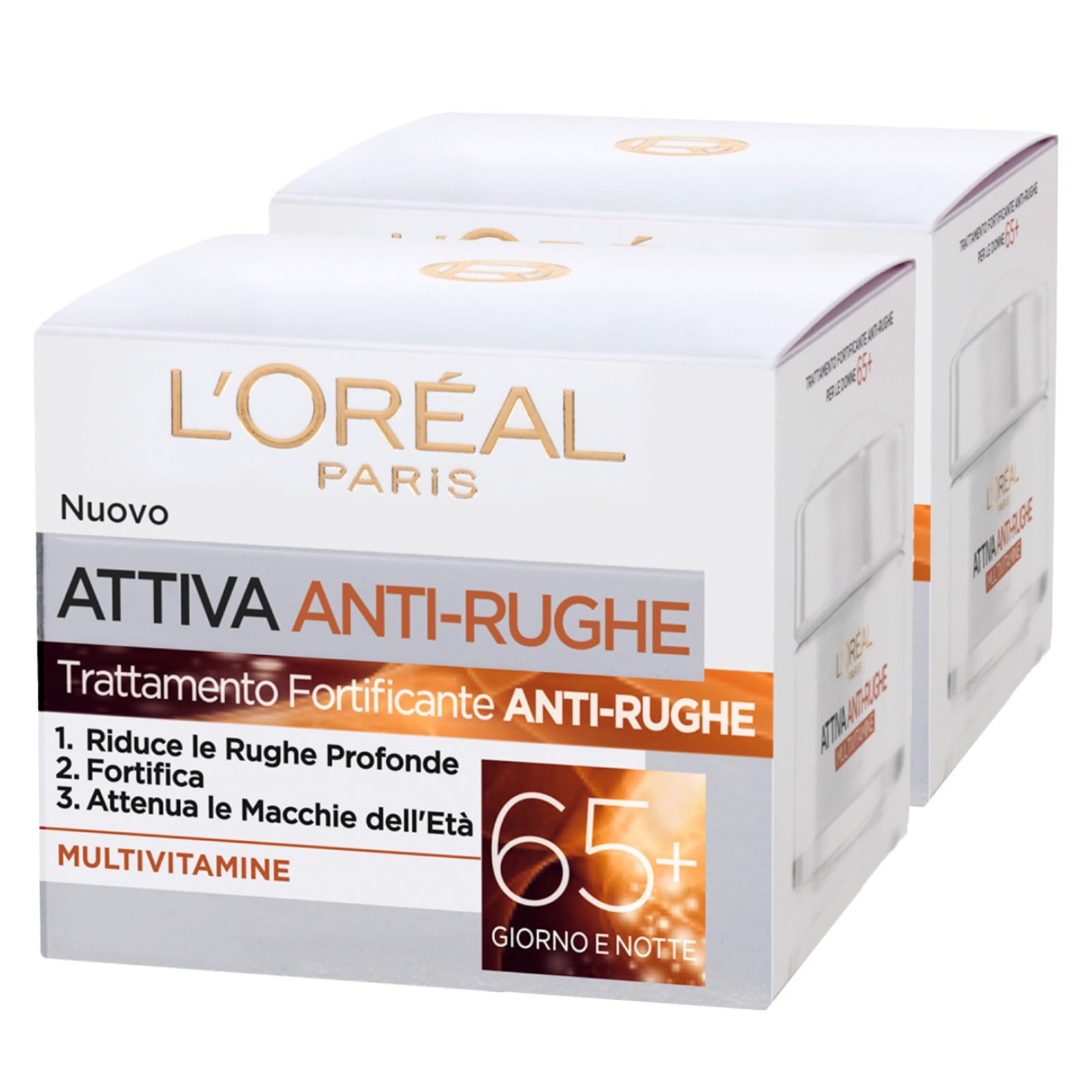 L'Oréal Paris Age Perfect 65+ Anti-Wrinkle Day Cream, Nourishing Treatment with Multi-Vitamins for Mature Skin - 2x 50ml Jars