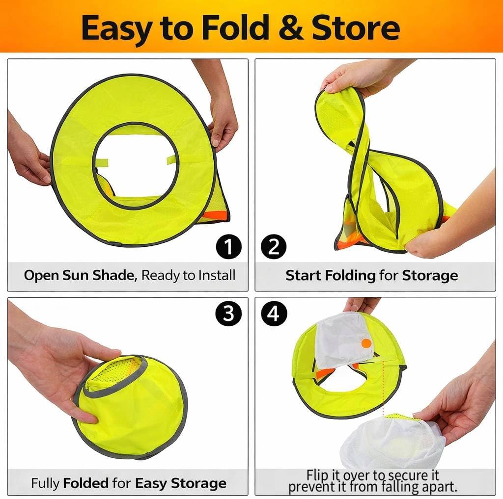 Hard Hat Sunshield, Full hard hat shade Coverage with Reflective Safety Strip, Universal hardhat visor Fit for All Hard Hats (4pcs)
