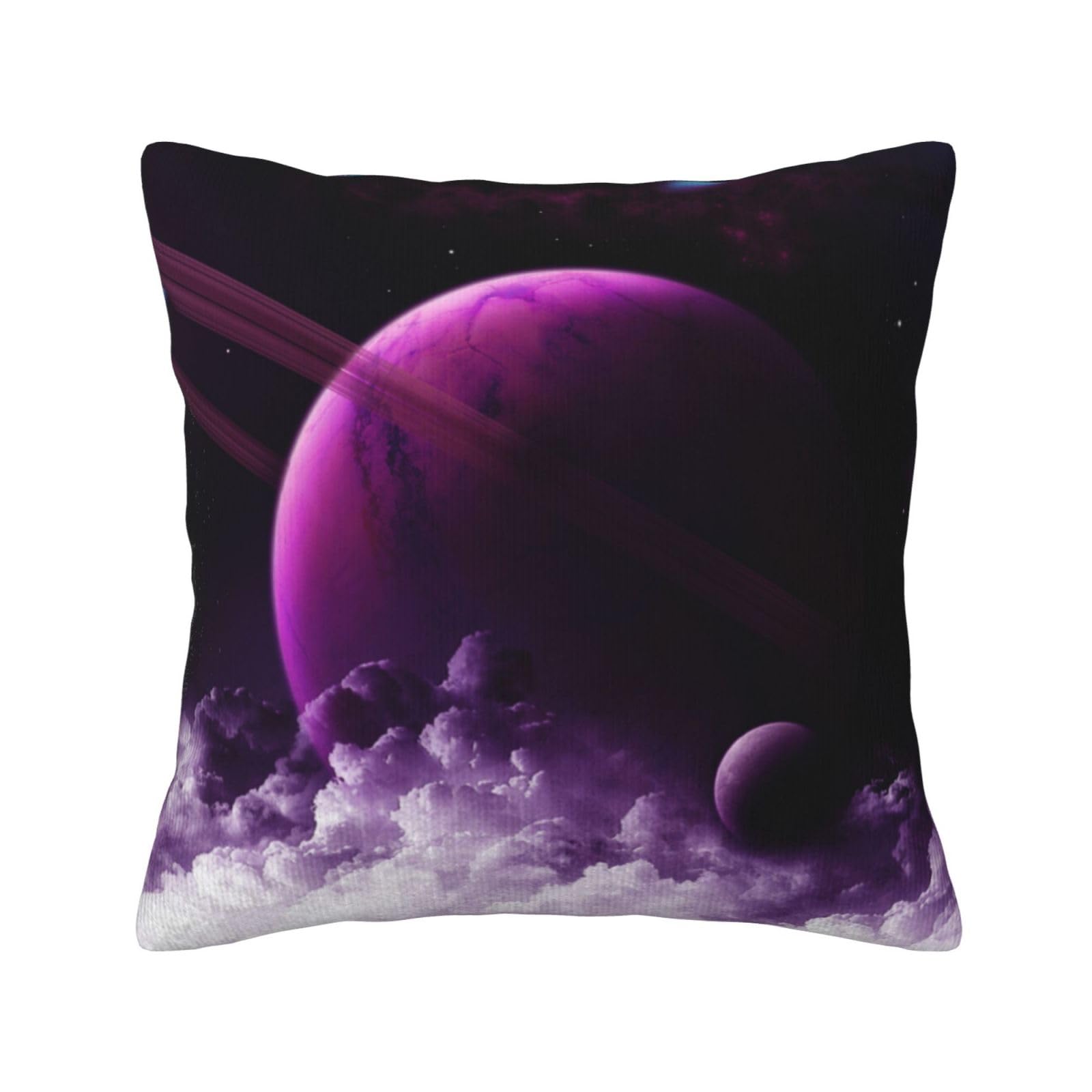 Housse de coussin en velours côtelé violet au design de planète mystique premium