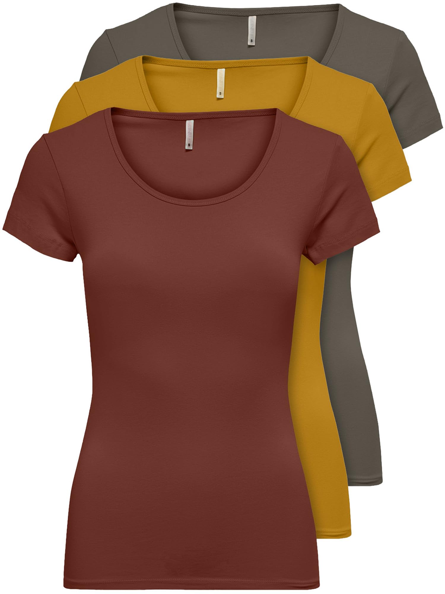 ONLY Magliette Estive Semplici A Manica Corta E Lunghe Per Donne, Confezione Da 3 Pezzi XS S M L XL 15209153