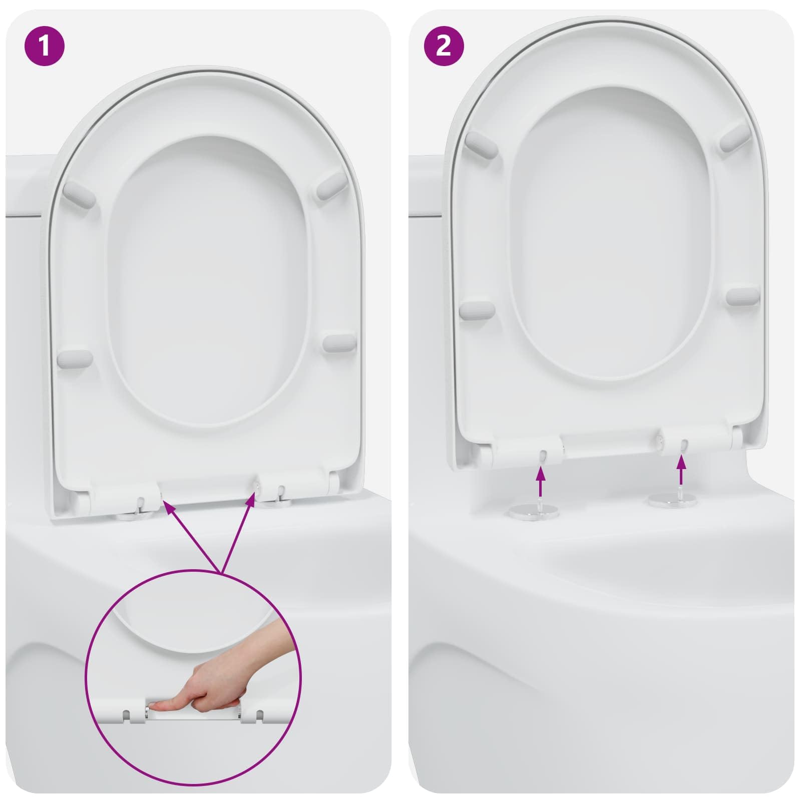 Asiento de inodoro blanco de Duroplast, 49 x 36 x 4 cm, para inodoro, gafas con bisagra, fijación para montaje, artículos sanitarios y baño