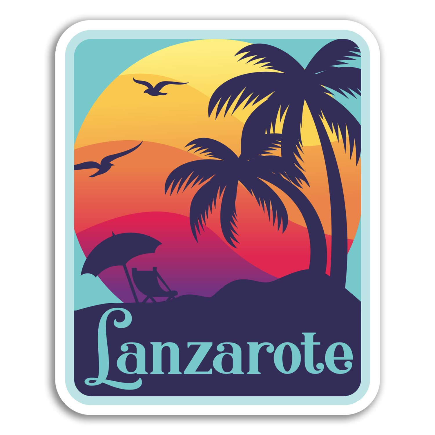 Destination Vinyl Ltd Multi 2 X 10Cm Lanzarote Vinyl Stickers - Canary Islands Sticker Laptop Luggage #18358 (10Cm Tall)
