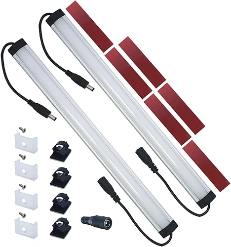 Miniatura 5 de Litever Barra de luz LED, cable blanco, 12 V CC, 3000 K blanco cálido, clips de montaje, tornillos, almohadillas autoadhesivas - Paquete de 2