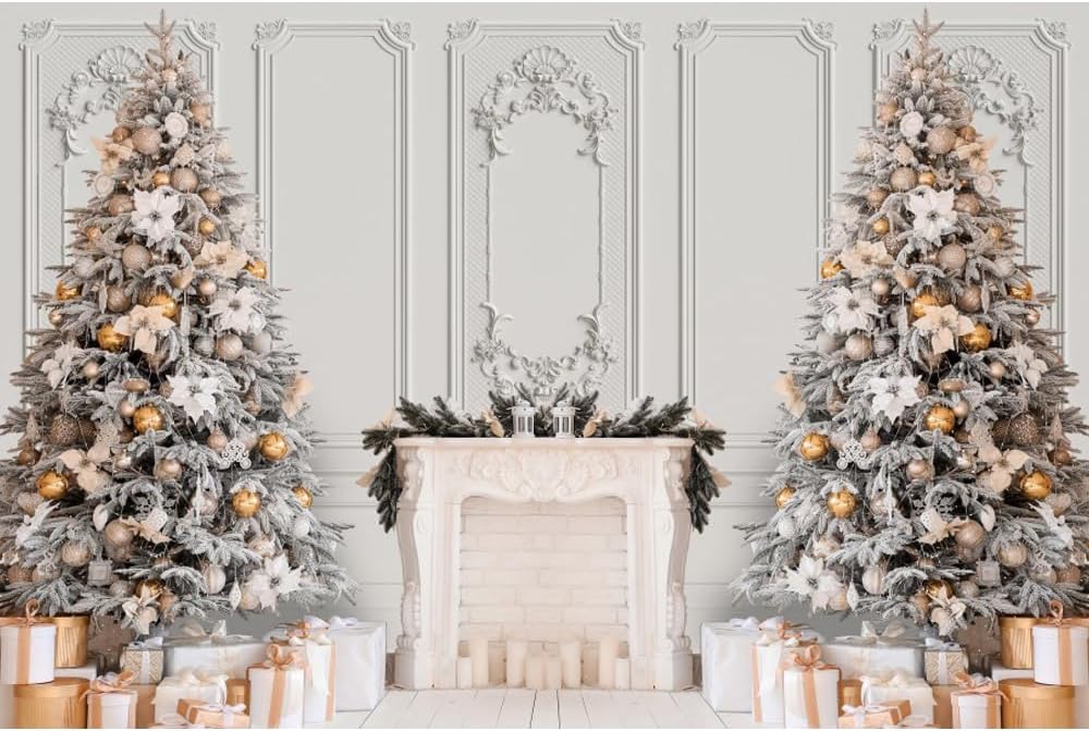 Fabric White Christmas Backdrop 8x6ft Christmas Party