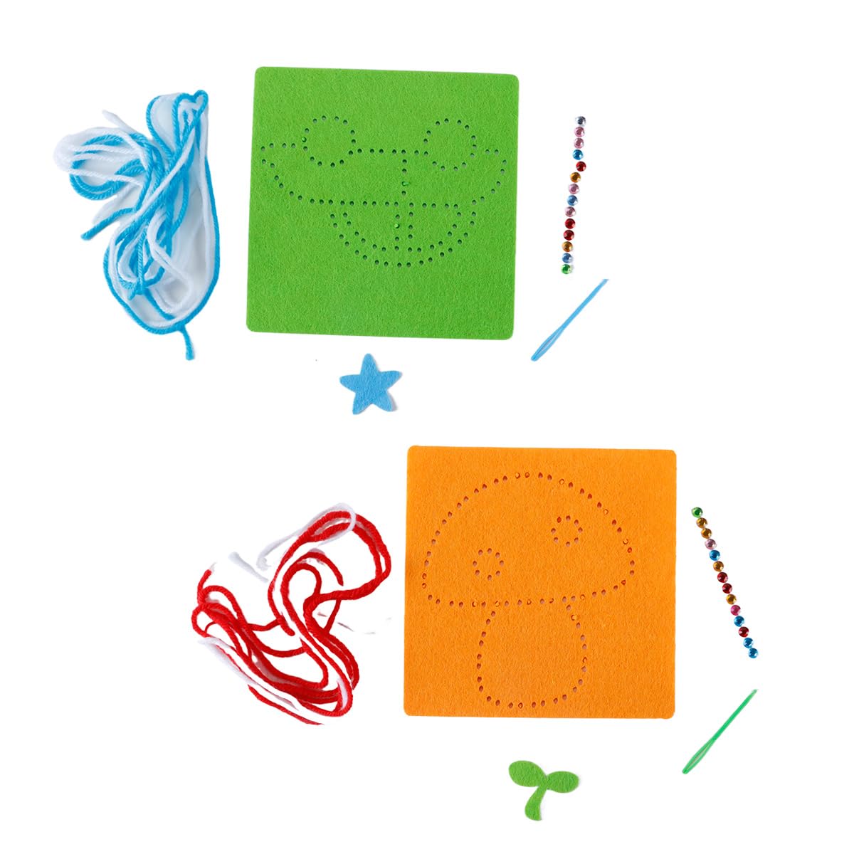 Kit De Costura Infantil De 5 Proyectos En Fieltro | Primeras Puntadas Para Niñas De 3 A 12 Años | Incluye Patrones De Hongo, Mariposa, Flor, Coche Y Helado | Agujas Romas Y Diamantes Decorativos