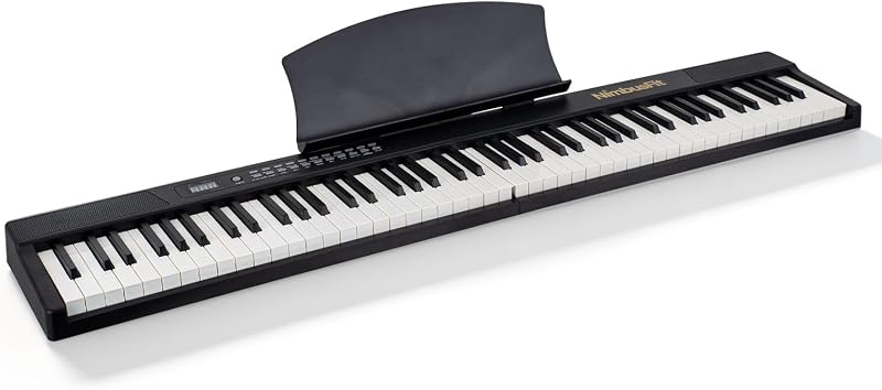 88 Keys Weighted Digital Piano, Magnetic Split Portable Keyboard with Built-in Dual Speakers, Music Stand & Single Sustain Pedal, Multi Practice Tones for New & Intermediate Players