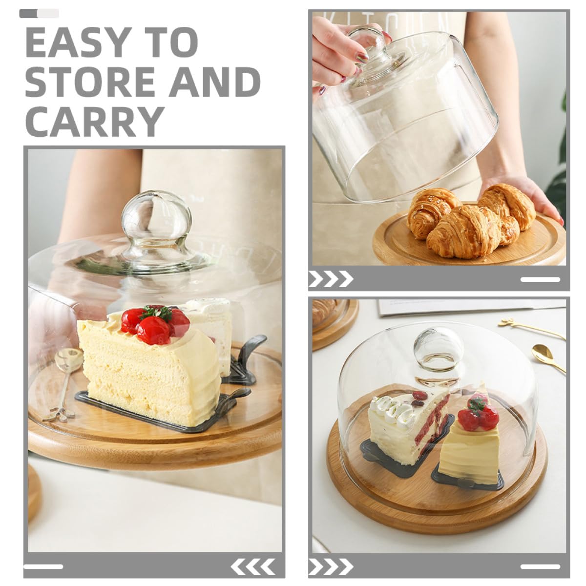 Cloche Alimentaire en Verre pour Gâteau, Dôme Rond 18cm Transparent