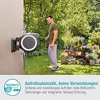 Gardena Wand-Schlauchbox RollUp L (weiß) 30 m exklusiv für Amazon: Schwenkbare Schlauchbox, integrierte Schlauchführung, inkl. 30 m Gardena Qualitätsschlauch, Reinigungsspritze und Brause (18627-38) – Ansicht 3