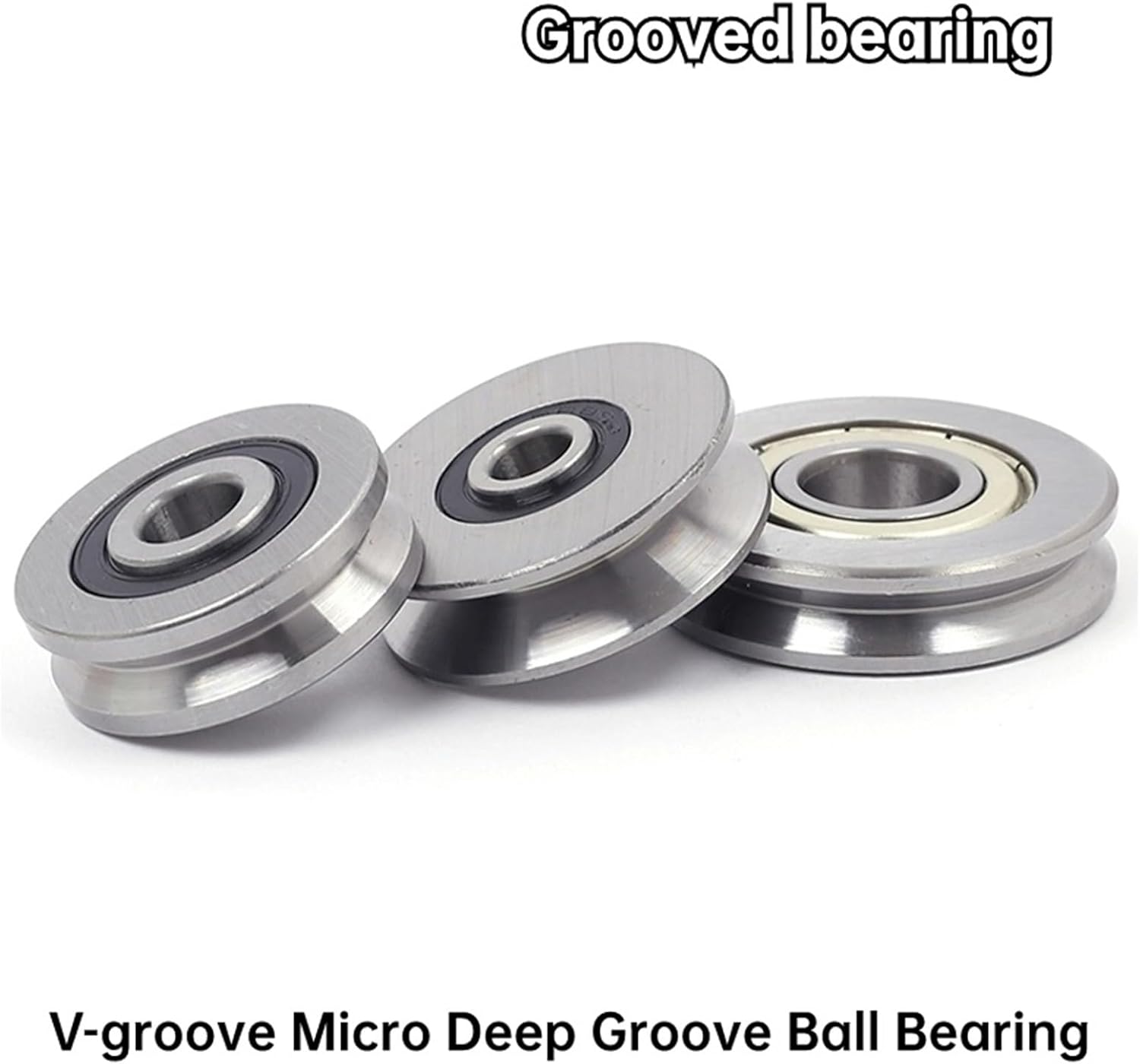4pcs V-Grooved Bearing 623 624 625 Outer Ring Grooved Bearing 626 627 628 629U V-Type Straightened Pulley(V628-2-1)