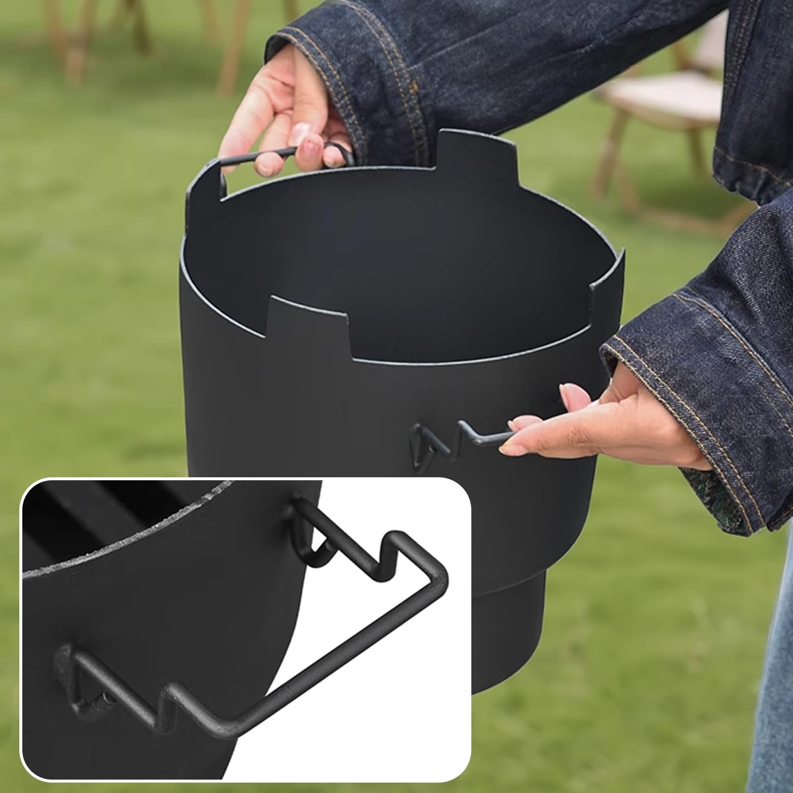 Estufa de Leña Pequeña Camping Fabricado en Hierro con Asa Cocina de Leña Diseño para Recoger Cenizas Ideal para Acampar y Actividades Al Aire Libre(D)