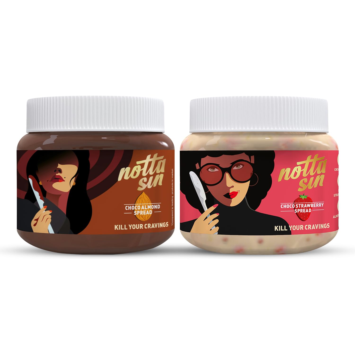 Notta Sin Duo: Choco Almond & Choco Strawberry Spreads | No Added Sugar - Contains Monk Fruit & Stevia | Nourishing Almonds | Crunchy Strawberry Bits | Rich in Fiber & Protein |Perfect for Bread Spread, Desserts | (80G x 2) (B0CTZRTFXR) Amazon Price History, Amazon Price Tracker