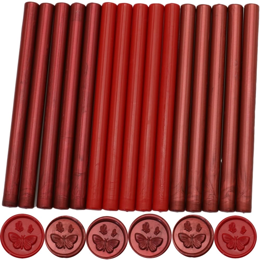 Wax Seal Sticks, Atopbb Red15 Pcs Glue Gun Wax SealingSticks for WaxSeal Stamp, 3 Colors SealingWaxSticks Set for 0.28'' Glue Gun WaxSealing, Wedding Invitations, Letter Envelopes (15, Red)