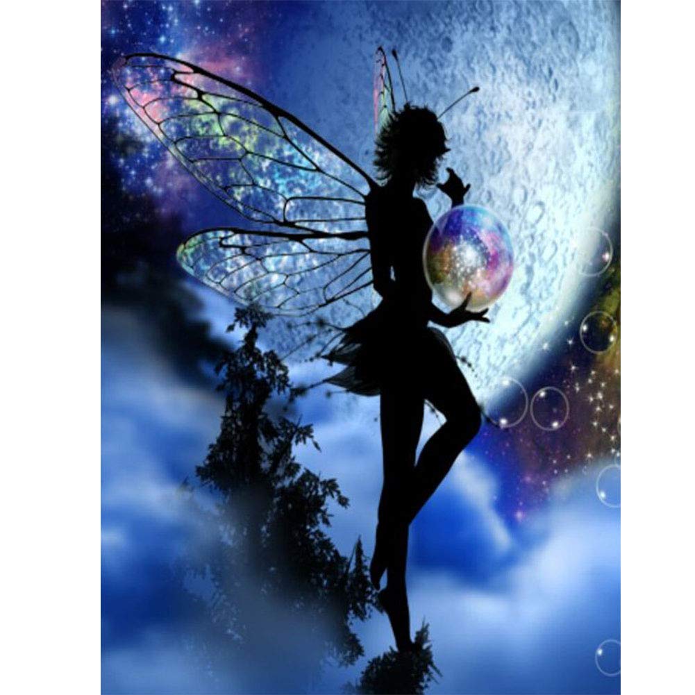 Wowdecor Fairy 5D Diamond Painting Kits, Elf Moon Crystal Ball Full Drill Diy Diamond Art Cross Stitch Paint By Numbers