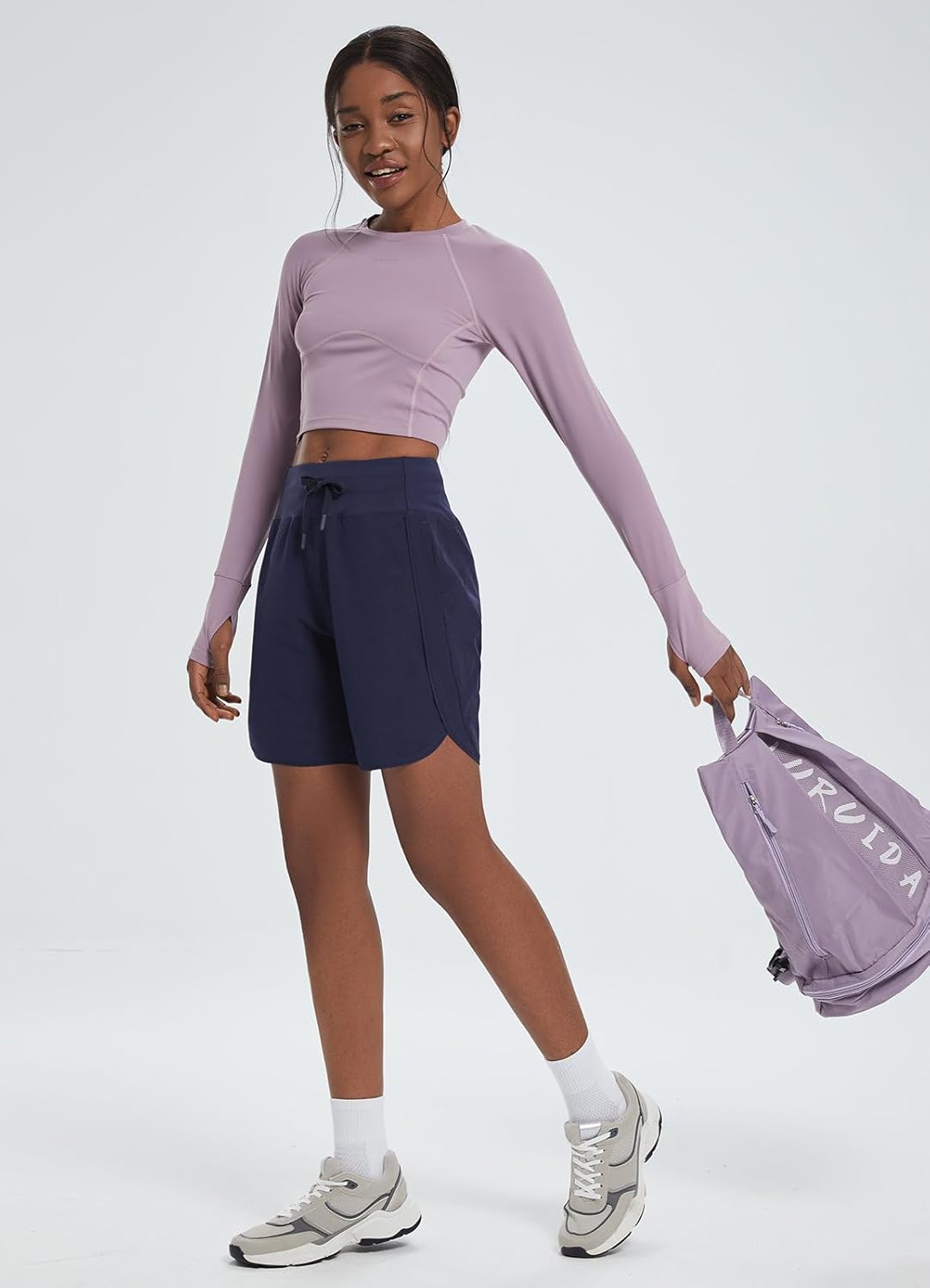 baleaf Women's 7" Athletic Long Running Shorts Workout Gym Quick Dry Hiking Shorts High Waisted Zipper Pocket - Image 6