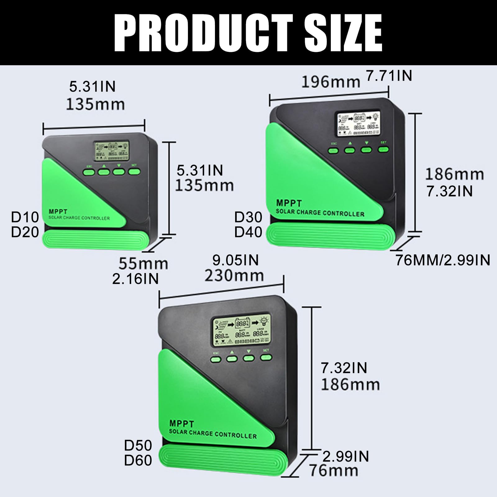 Eficiente regulador de carga solar MPPT conmutación automática de 12 V 24 V para sistemas fotovoltaicos de hasta 60 A, regulador de capacidad de carga