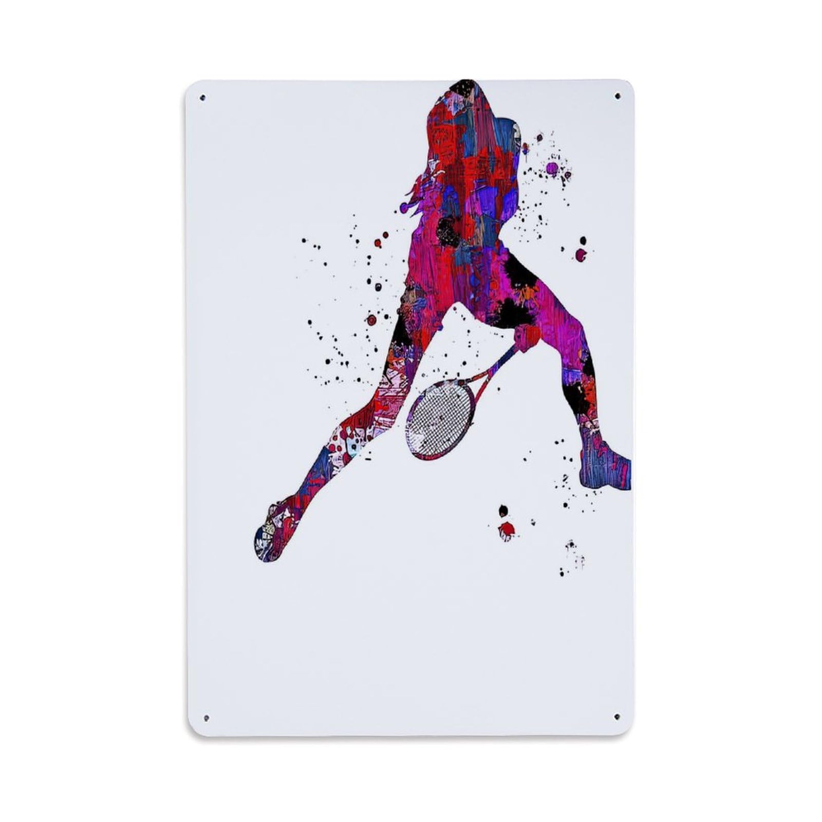Tennis Sport Watercolor Metal Tin Sign Plaque Wall Decor for Cafe, Club Bar, Office, Home Garden Metal Poster 8x12Inch