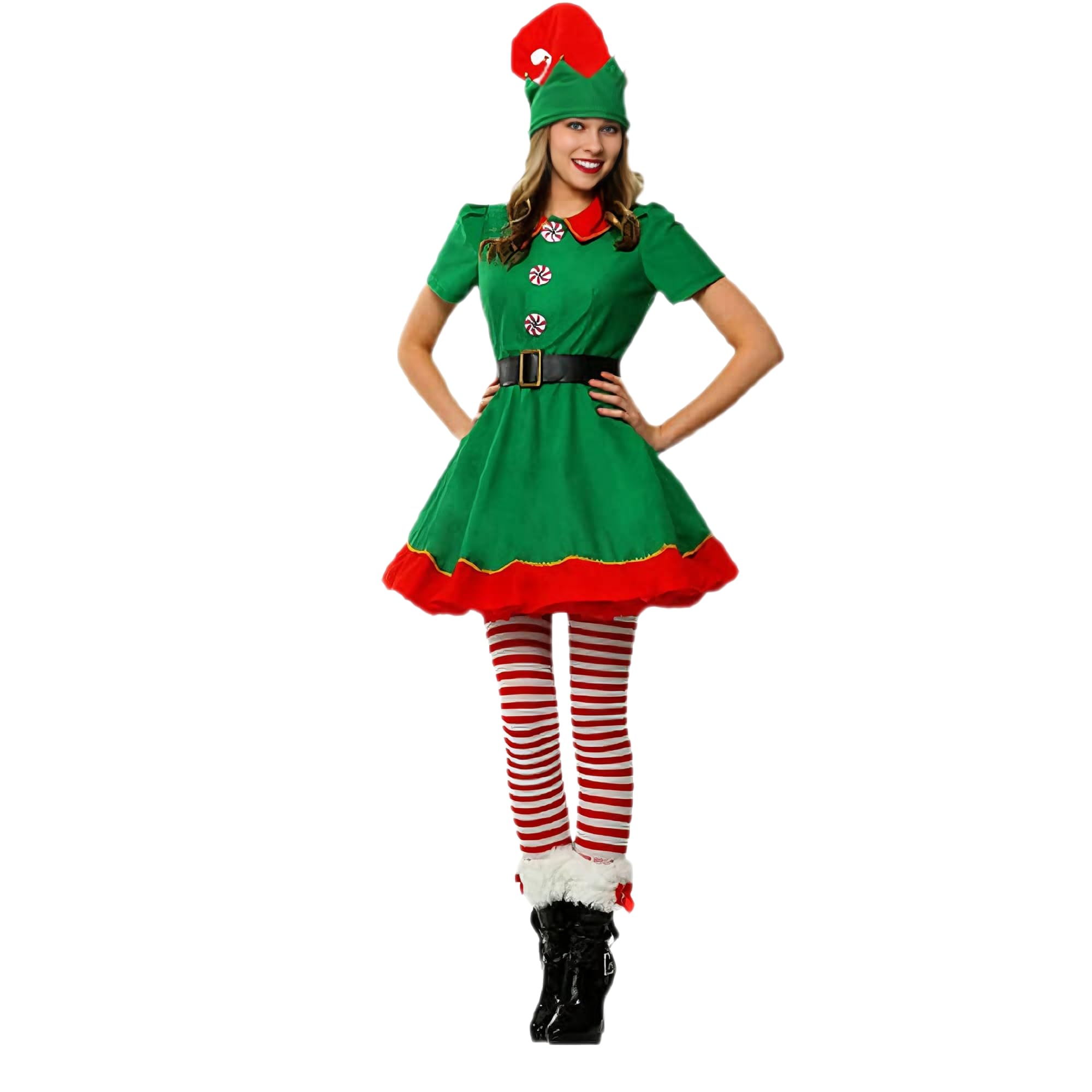 Adult Christmas Elf Costume Clothes Set Santa's Helper Cosplay Sets Men Women Christmas Elf Outfit for Holiday Party — image 1