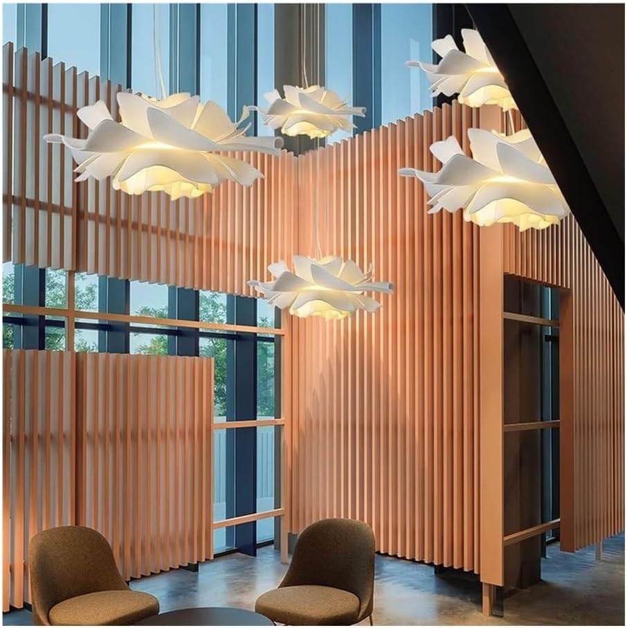 Lampa wisząca z płatkami Nordic Fashion, osobowość twórcza sklep odzieżowy lampa wisząca, biała prosta lampa wisząca E27, żyrandol do salonu w sypialni, jadalni, jeden kolor, 15,7 cala