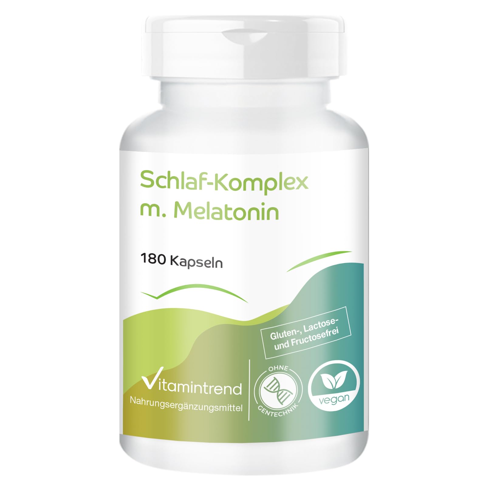 Vitamintrend Schlaf-Komplex mit Melatonin, 180 Kapseln, Baldrian-, Passionsblumen-, Melissen-, Johanniskraut-, Lavendel-Extrakt, hochdosiert, vegan ohne Magnesiumstearat, in Deutschland hergestellt