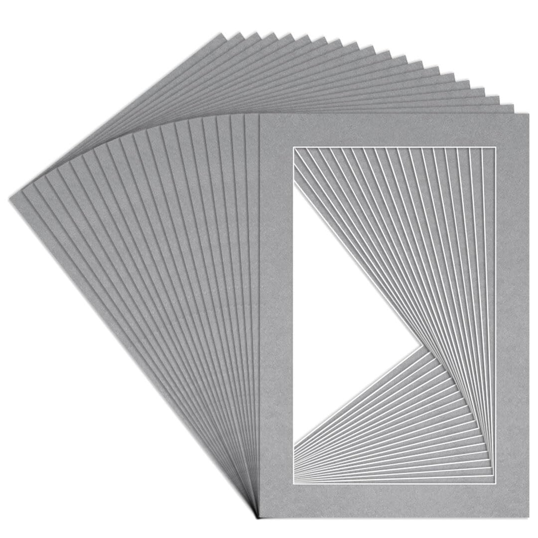 Procut Global 6x4" Silver Picture Mounts to Fit 5x3" Aperture - Precision Cut Cardboard Photo Mount - Ideal for Frames, Prints, Artwork & Certificates - Sizes & Colours Available - 20 Pack โ image 1