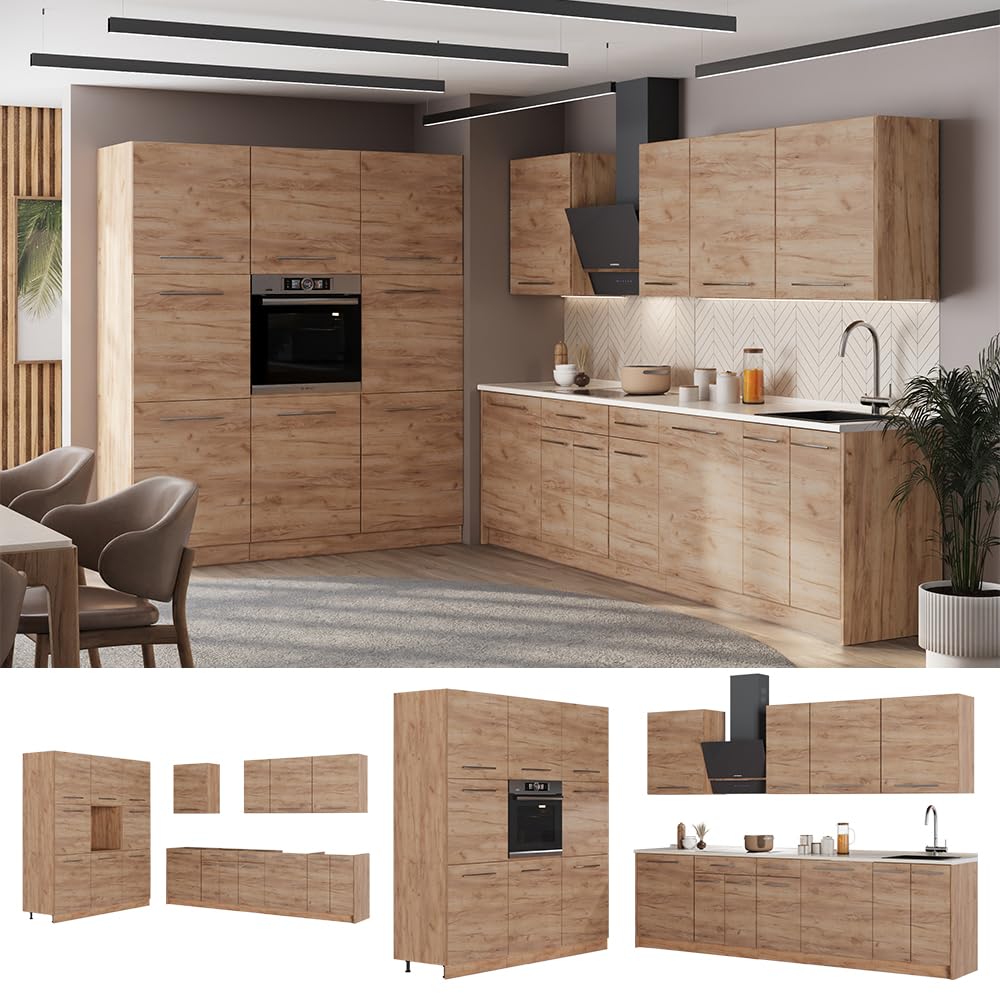 Vicco Zabudowa kuchenna "Fame-Line", Dąb goldkraft/Dąb goldkraft, 460 cm