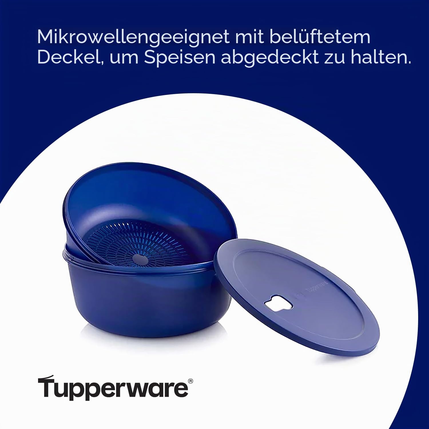 Tupperware Store Serve & Go CrystalWave Schüssel mit Sieb und Entlüftung, zum Vorbereiten, Kühlschrank und Aufwärmen von Mahlzeiten, spülmaschinen- und mikrowellengeeignet, BPA-frei (3,8 l / 16