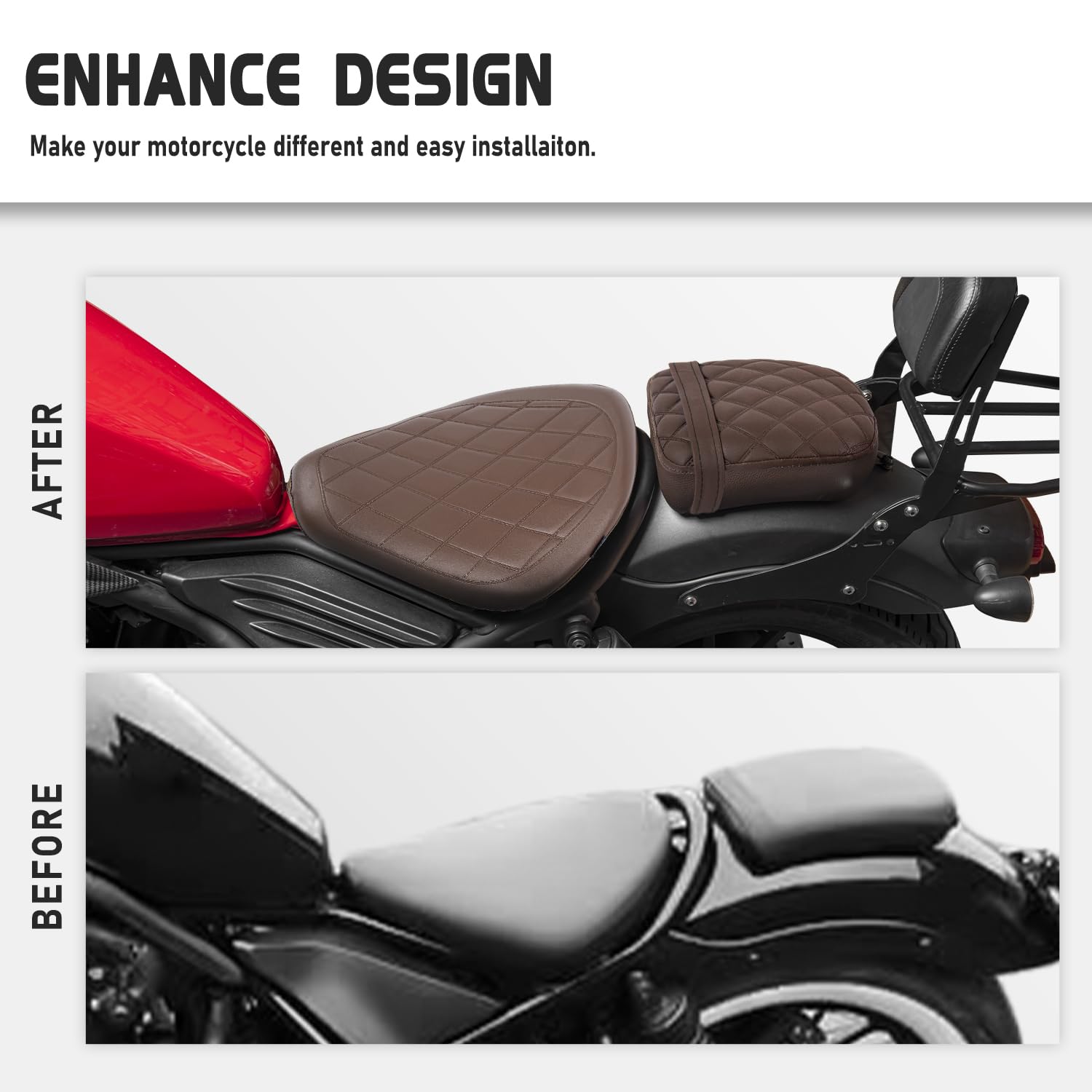 Cuscino Sella Per Honda Rebel CMX 1100 - In Pelle, Impermeabile, Per Conducente O Passeggero - Foto 7