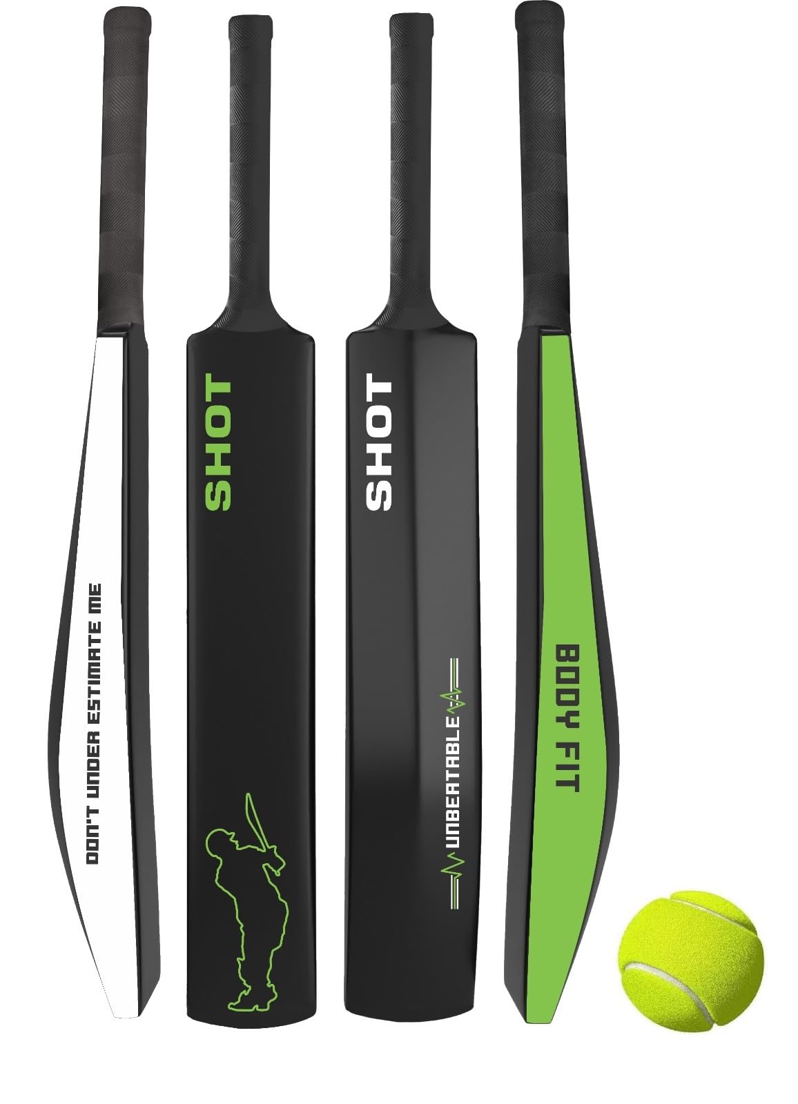 Bodyfit Cricket Bat | Plastic Cricket Bat | Lightweight Fiber, Hard Plastic, Anti-Slip Grip | Ideal for Adults, Practice Bat with 1 Tennis Ball.(Green)-image-24
