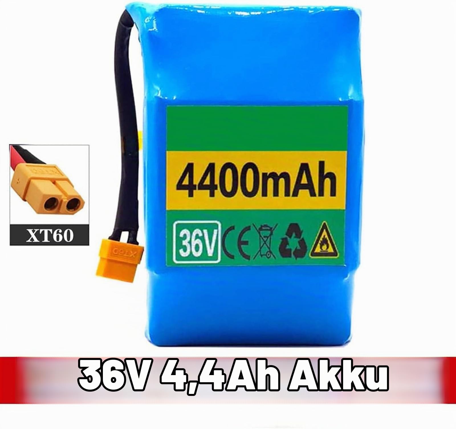 36 V 4400 Mah Lithium-Hoverboard-Ersatzakku, 36V 10S2P Elektrofahrrad, Ausdauerakku Mit Hoher Kapazität Für Elektrofahrrad-Hoverboard Mit XT60-Stecker
