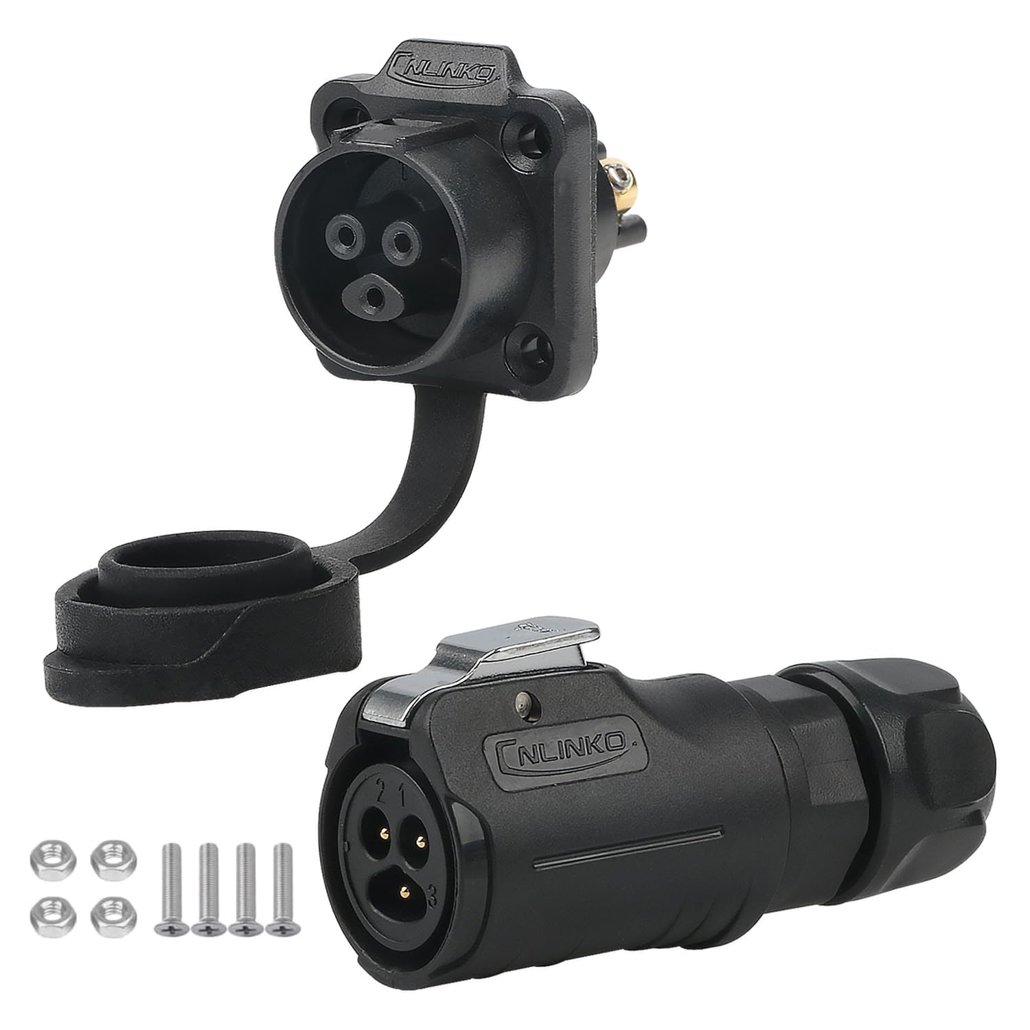 Amazon.co.jp: CNLINKO LP12 3ピン ネジロック式 防水コネクタ 5A/125V