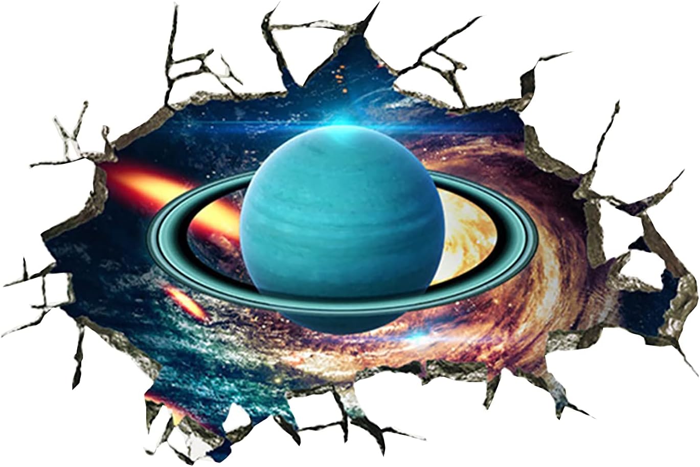 LITB 3D Wall Stickers for Bathroom Waterpoor Wallpaper for Home Decor Picture for Wall Livingroom Kitchen Decoration Removable PVC 64x40cm 1PCS Cosmic Galaxy Planet Light Green